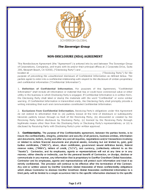 NON-DISCLOSURE (NDA) AGREEMENT - the sovereign group