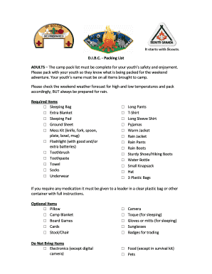 DIBC - Packing List ADULTS Required Items - boltonscouts