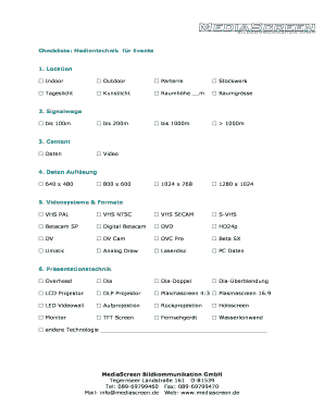 Checkliste f r Medientechnik - MediaScreen Bildkommunikation ... - mediascreen