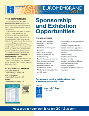 Sponsorship and exhibition opportunities - Euromembrane 2012