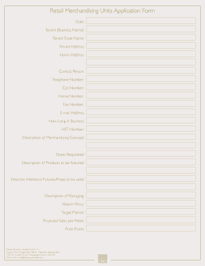 Retail Merchandising Units Application Form