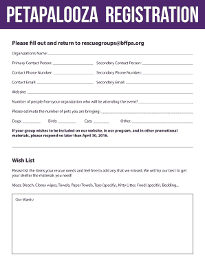 PETAPALOOZA REGISTRATION - Best Friends Furever