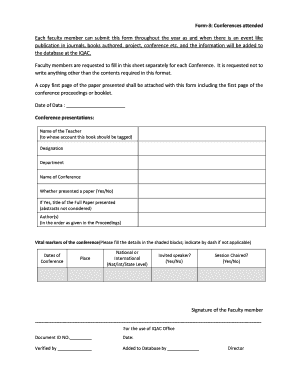 BFormb-b3b Conferences attended Each faculty member can submit this bb - svuniversity ac