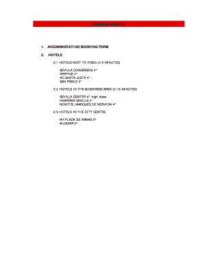 ACCOMMODATION 1 ACCOMMODATION BOOKING FORM 2 HOTELS