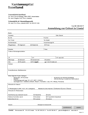 Anmeldung zur Geburt Standort Liestal (PDF)