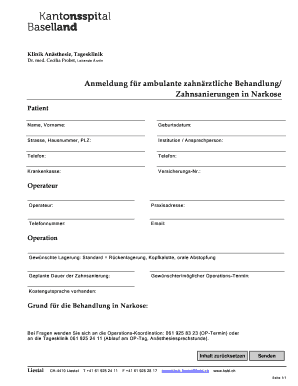 Anmeldeformular f r ambulante zahn rztliche Behandlung (PDF)