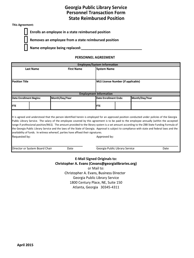 Fillable Online ZBB bPersonnelb Transaction bFormb