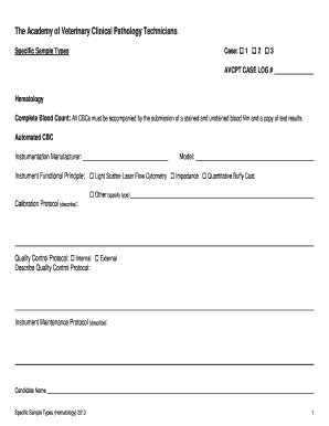 AVCPT Hematology Case Log