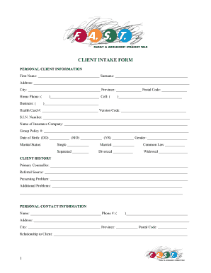 CLIENT INTAKE FORM - Family Talk - familytalk