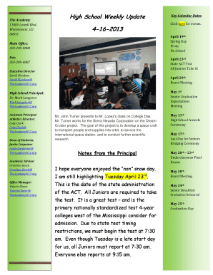 High School Weekly Update Key 4-16-2013 - SchoolFusion - theacademy schoolfusion