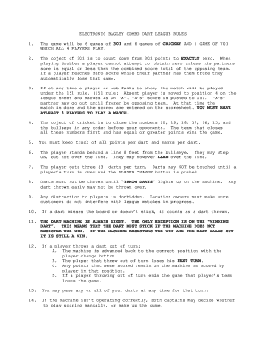 darts cricket score sheet rules