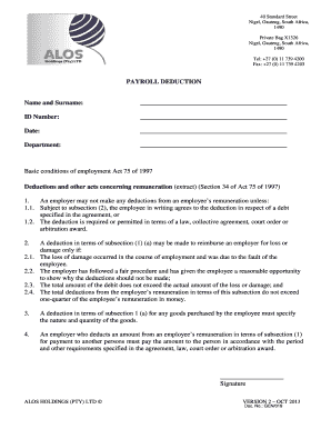 Payroll Deduction Authorisation - bALOSb Holdings