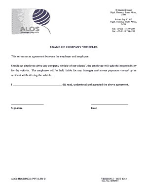 USAGE OF COMPANY VEHICLES This serves as an ... - alos.co.za