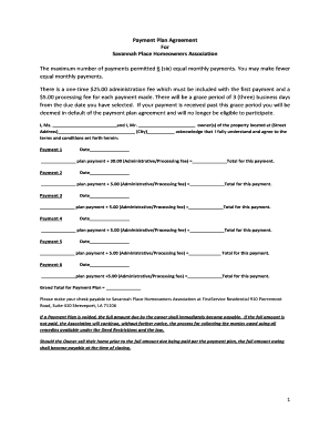 Payment Plan Agreement For Savannah Place Homeowners - savannahhoa