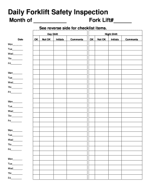 Daily Forklift Safety Inspection Form