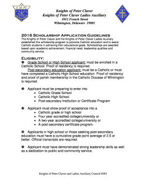 Scholarship bApplicationb Guidelines - St Joseph Church