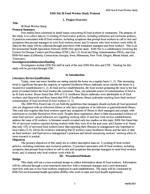 EHS-Net Ill Worker Study EHS-Net Ill Worker Study-protocol and instrument - cdc