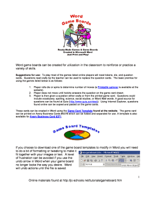 Fillable Online Word game boards can be created for utilization in the ...