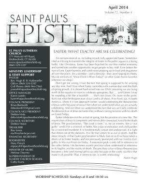 April 2014 SAINT PAULS Volume 72, Number 4 EPISTLE ST - stpaulswethersfield
