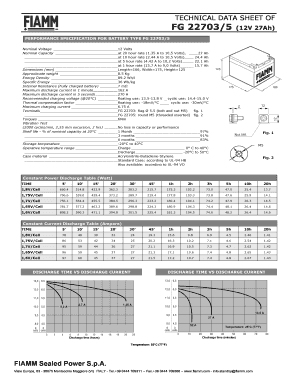 TECHNICAL DATA SHEET OF FG 227035 12V 27Ah