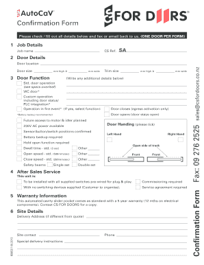 Confirmation Form - CS For Doors - csfordoors co