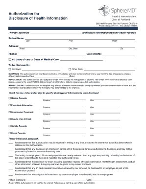 Authorization for Disclosure of Health Information - Search Contacts
