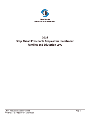 2014 Step Ahead Preschools Request for Investment Families and