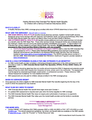 Fillable Online dphhs mt Healthy Montana Kids Extended Plan Mental ...