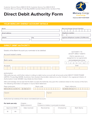 mercury energy direct debit form