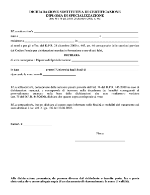 Italian Diploma Certification Declaration