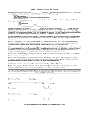 Printable dog breeding contract - Northern Lights Bulldogs Pet Sale Contract - northern lights apbt