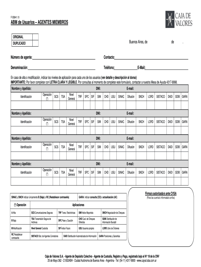 F-55841 10 - ABM Usuarios Agentes Miembros - Caja de Valores SA Vista previa en la página 1