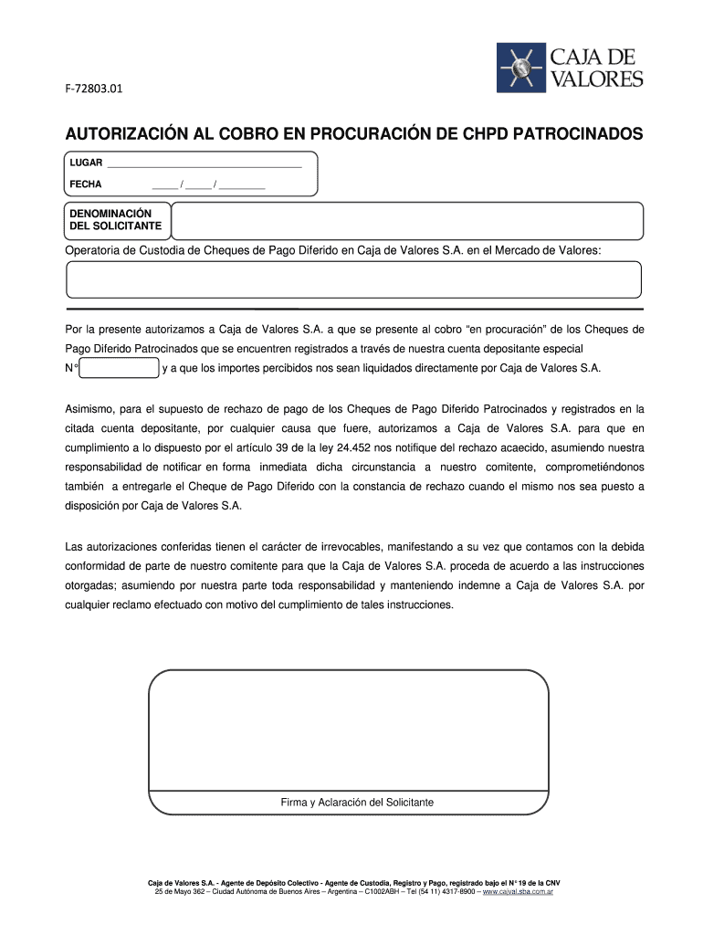 F-42823 - Nota de Depositante - Gestin de cobro patrocinados Vista previa en la página 1