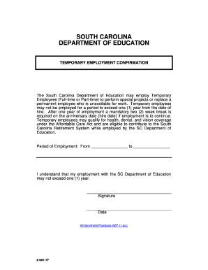 Temporary Employment Confirmation