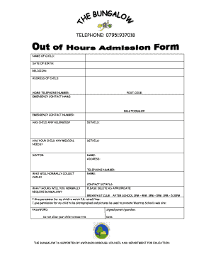 ADMISSION FORMS - Westrop Primary School - westropprimaryschool co