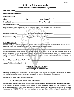 Fillable Online sunnyvale ca ISC Rental Agreement 63015 Formattted MBR ...