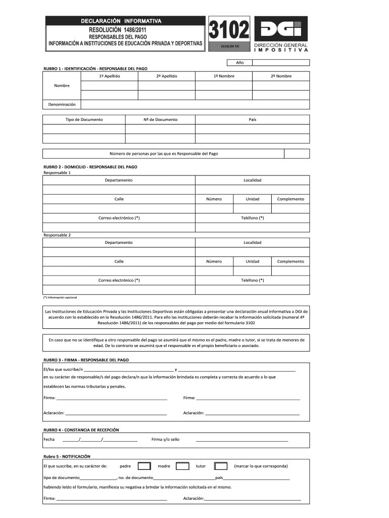 RUBRO 1 - IDENTIFICACI N - RESPONSABLE DEL PAGO - DGI Vista previa en la página 1