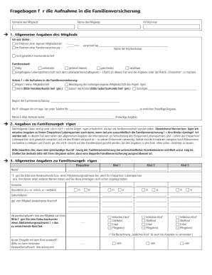 German Family Health Insurance Application Form