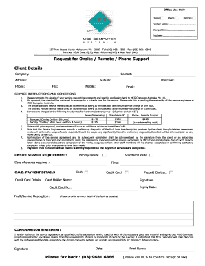 Onsite Service Request Form - MCG Computer