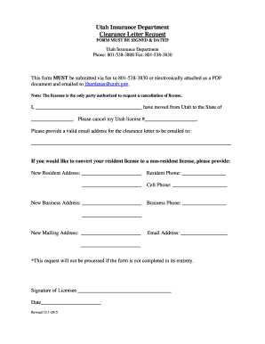 Utah Insurance License Cancellation Request