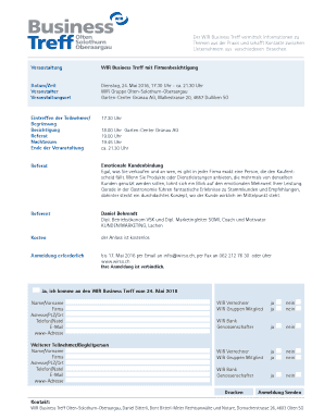 Veranstaltung WIR Business Treff mit Firmenbesichtigung Datum/Zeit Veranstalter Veranstaltungsort Dienstag, 24