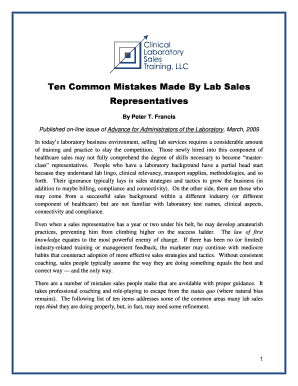 Ten Common Mistakes Made By Lab Sales