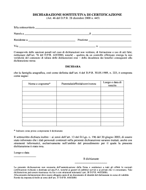 Italian Self-Certification Declaration