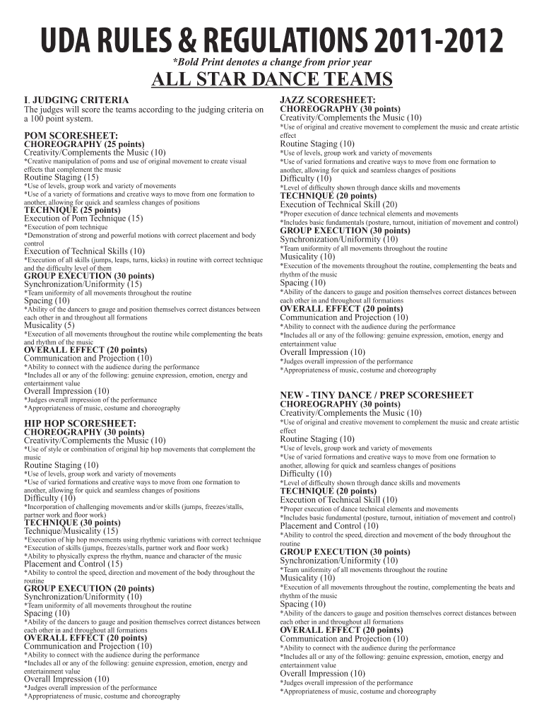Fillable Online Uda rules & regulations 20112012 The Groove