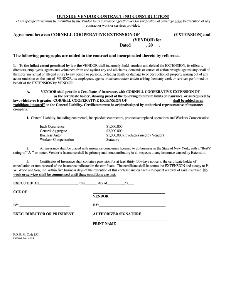 Fillable Online erie cce cornell Insurance Contract Cornell