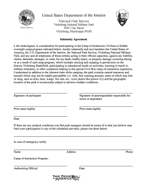 Indemnity form pdf - I, the undersigned, in consideration for participating in the Camp of Instruction: Civilian to Soldier - nps