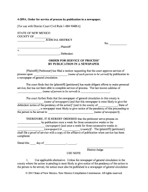 4-209A Order for service of process by publication in a newspaper