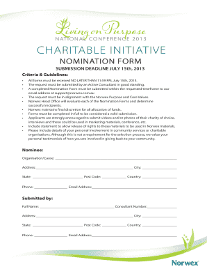 Fillable Online Nomination Form - Norwex Fax Email Print - pdfFiller