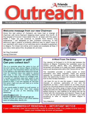 Outreach Vol 1 Issue 2 January 2014 - Friends of The National ... - friendsofthenationalarchives org