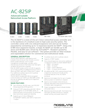 AC825IP Advanced Scalable Networked Access Platform R805 S805 D805 ME1505 P805 AC825IP (ME1525) The AC825IP is a stateoftheart 4door networked access controller and is the backbone of a mediumscale to highscale security system